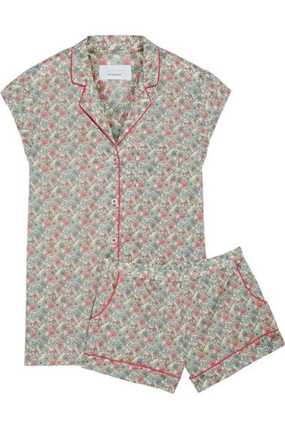 Shop Three J Nyc Olivia Floral-print Cotton-poplin Pajama Set In Mint