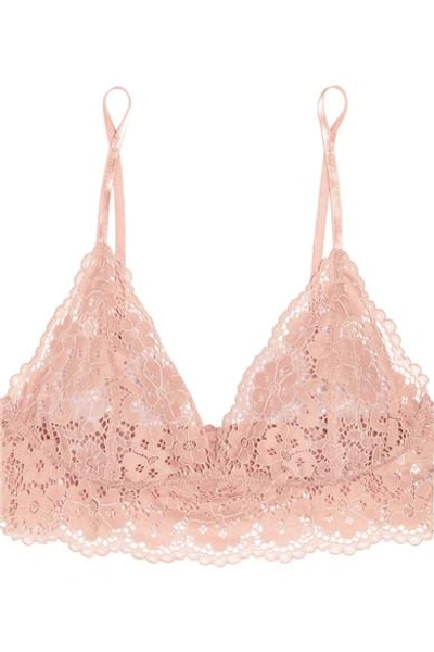 Shop Hanky Panky Sophia Stretch-corded Lace Soft-cup Triangle Bra In Antique Rose