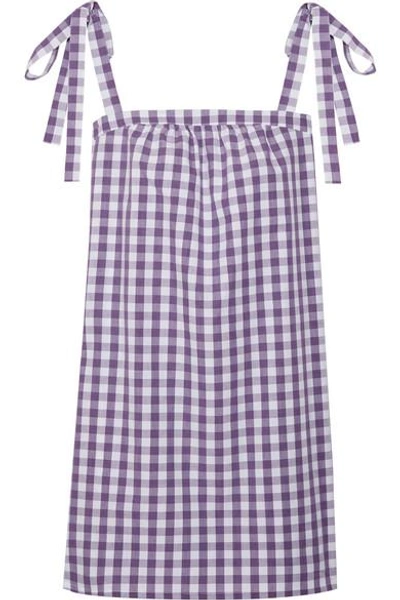 Shop Three J Nyc Stella Gingham Cotton-poplin Nightdress In Purple