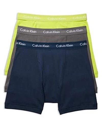 Shop Calvin Klein Classic Boxer Briefs, Pack Of 3 In Navy/gray/lemon