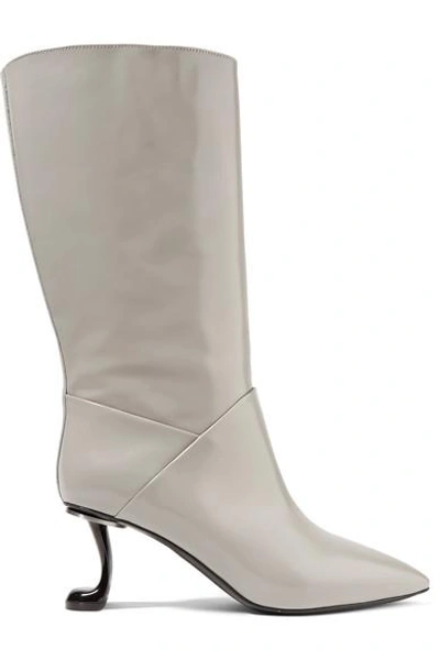 Shop Marni Glossed-leather Boots
