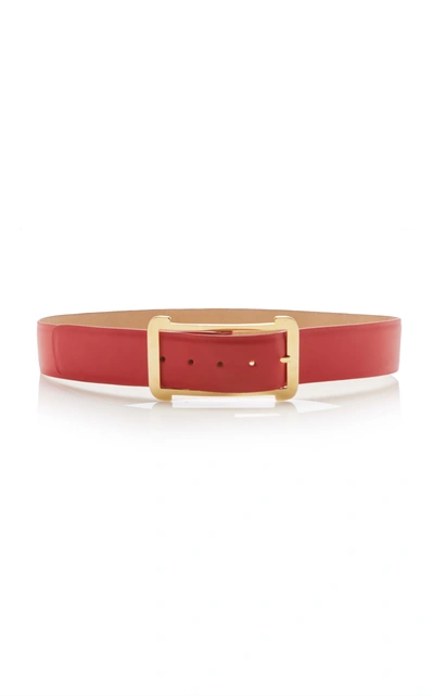 Shop Elie Saab Low Waist Leather Belt In Red