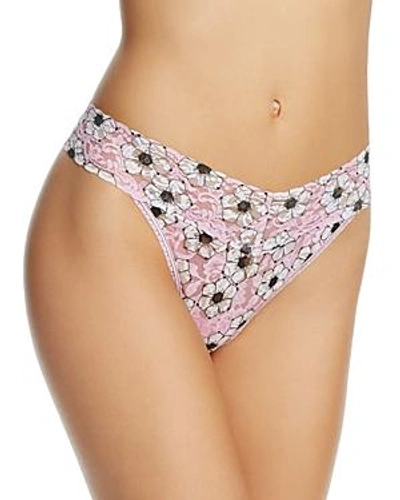 Shop Hanky Panky Original-rise Printed Thong In Cotton Candy Pink/white