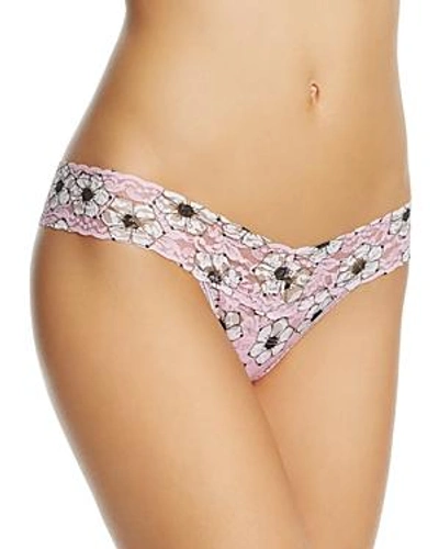 Shop Hanky Panky Low-rise Printed Thong In Cotton Candy Pink/white