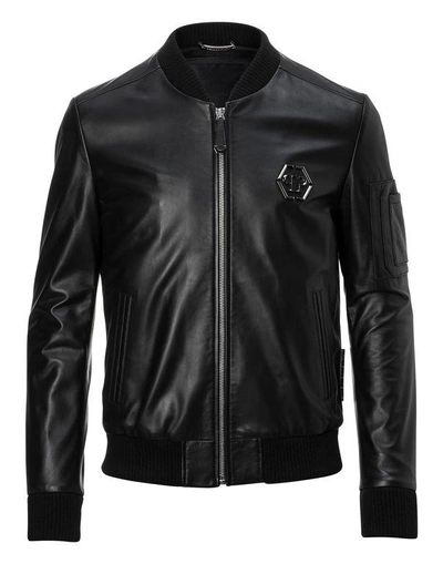 Shop Philipp Plein Leather Bomber "double"