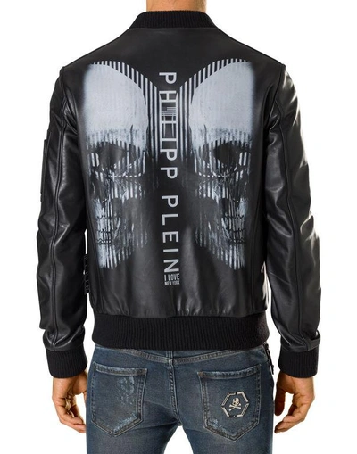 Shop Philipp Plein Leather Bomber "double"