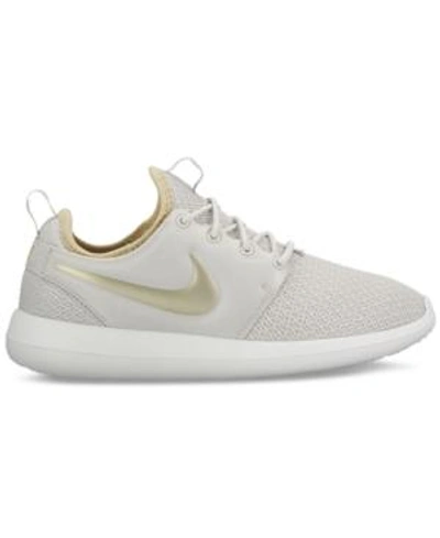 Shop Nike Women's Roshe Two Casual Sneakers From Finish Line In Light Bone/metallic Gold