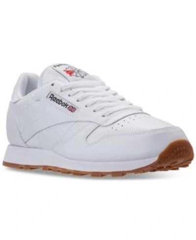 Shop Reebok Men's Classic Leather Casual Sneakers From Finish Line In White/gum