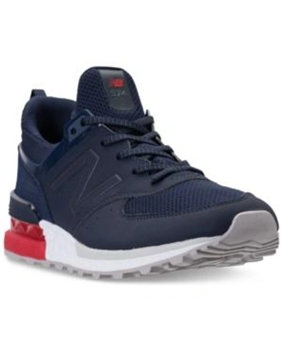 Shop New Balance Men's 574 Synthetic Casual Sneakers From Finish Line In Navy/red