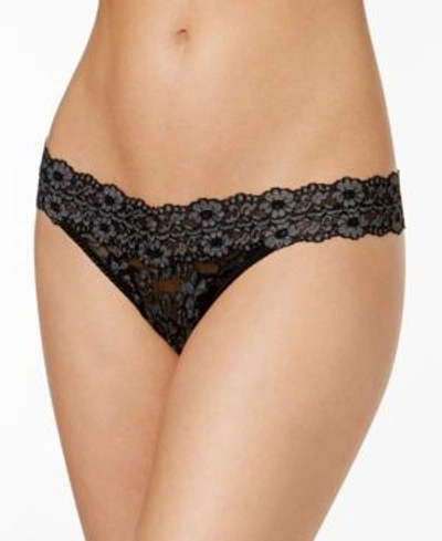 Shop Gucci Cross-dyed Lace Original Rise Thong 591104 In Black Heather
