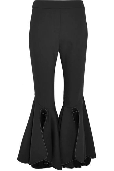 Shop Ellery Ox Bow Cropped Crepe Flared Pants In Black