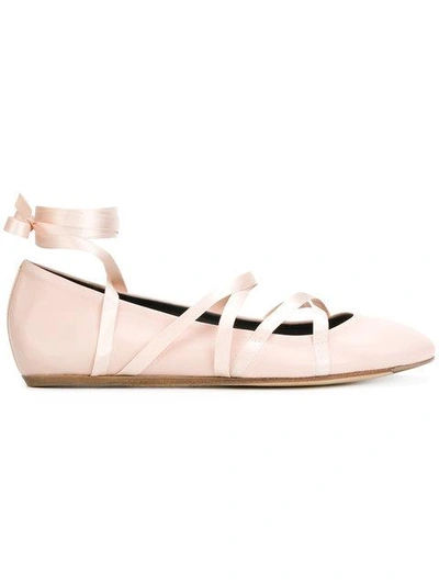 Shop Lanvin Lace-up Ballerina Shoes - Pink