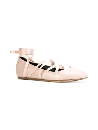 Shop Lanvin Lace-up Ballerina Shoes - Pink