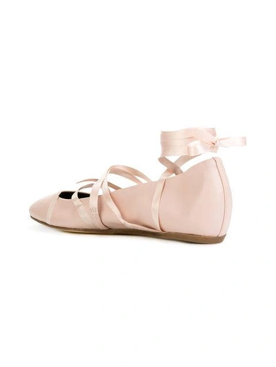 Shop Lanvin Lace-up Ballerina Shoes - Pink