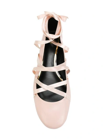 Shop Lanvin Lace-up Ballerina Shoes - Pink
