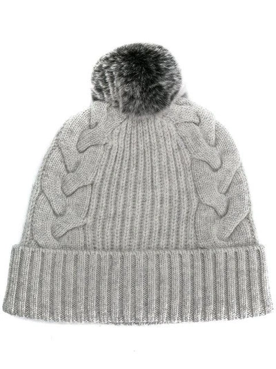 Shop N•peal Pompom Beanie Hat In Grey