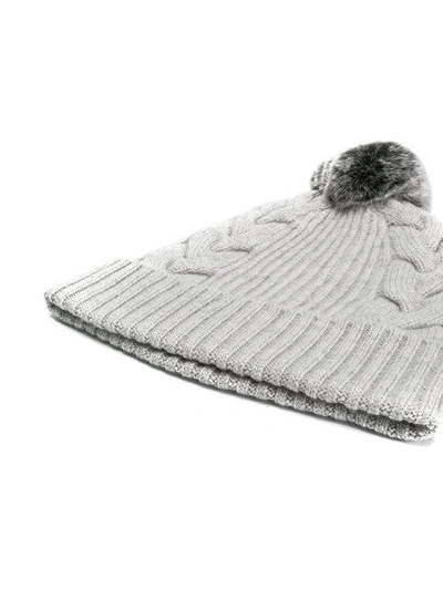 Shop N•peal Pompom Beanie Hat In Grey