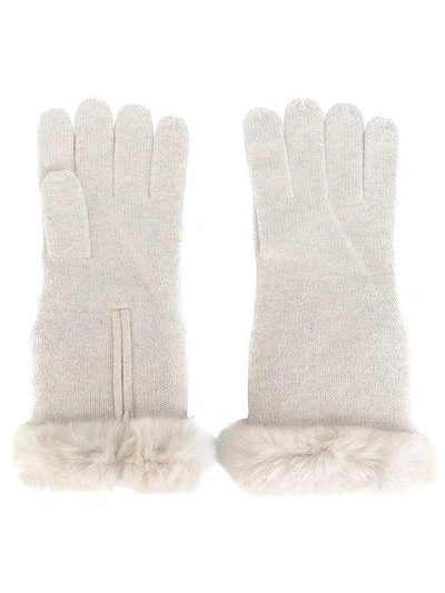 Shop N•peal N.peal Fur-trim Gloves - Neutrals