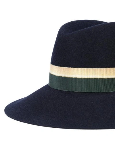 Shop Maison Michel Two-tone Bow Fedora Hat In Blue