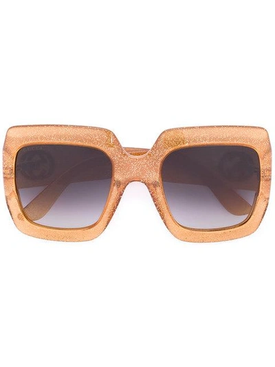 Shop Gucci Eyewear Oversize Square Frame Sunglasses - Yellow & Orange
