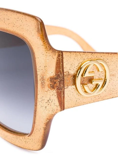 Shop Gucci Eyewear Oversize Square Frame Sunglasses - Yellow & Orange