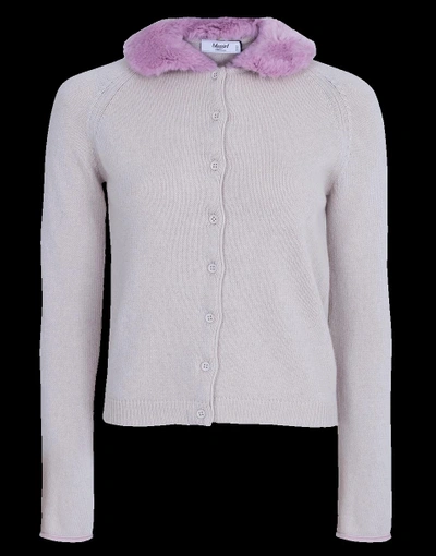 Shop Blugirl Cardigan With Fur Collar In Bge-rose