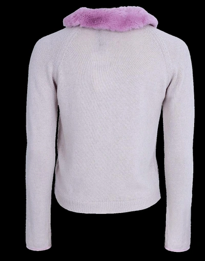 Shop Blugirl Cardigan With Fur Collar In Bge-rose