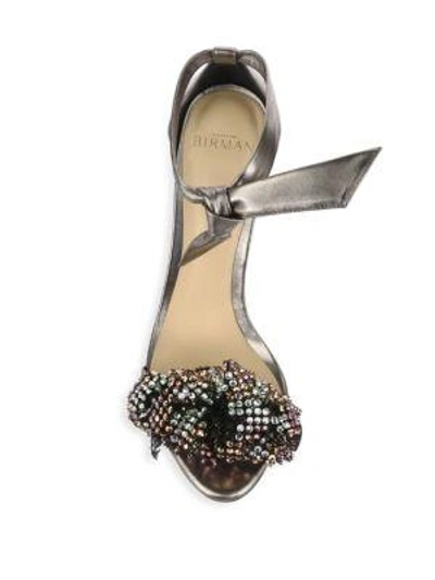 Shop Alexandre Birman Clarita Metallic Leather Ankle-tie Sandals In Luna Black