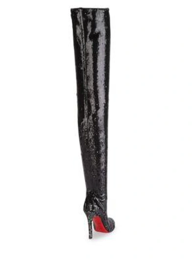 Shop Christian Louboutin Louise Caresse Over-the-knee Boots In Black Silver