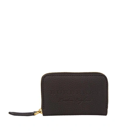 Shop Burberry Grained Leather Coin Purse In Black