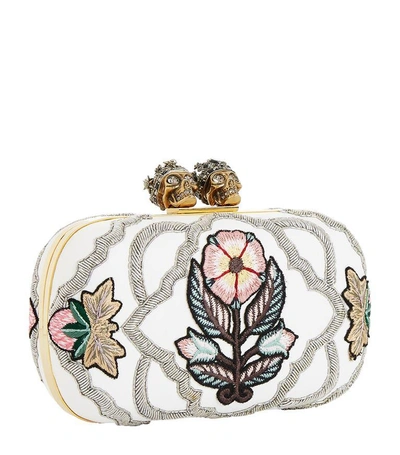 Shop Alexander Mcqueen Queen And King Embroidered Leather Clutch In Multi