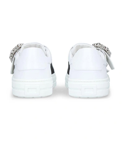 Shop Roger Vivier Sneaky Viv Double Strass Buckle Sneakers In White