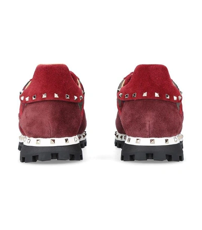 Shop Valentino Studsole Camo Sneakers In Red