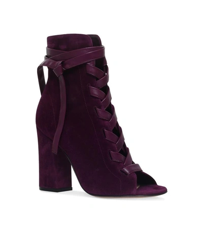 Shop Gianvito Rossi Suede Fraser Ankle Boots 105 In Burgundy