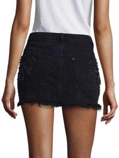 Shop Free People Shine Bright Shine Far Embroidered Denim Mini Skirt In Black