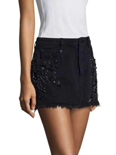 Shop Free People Shine Bright Shine Far Embroidered Denim Mini Skirt In Black