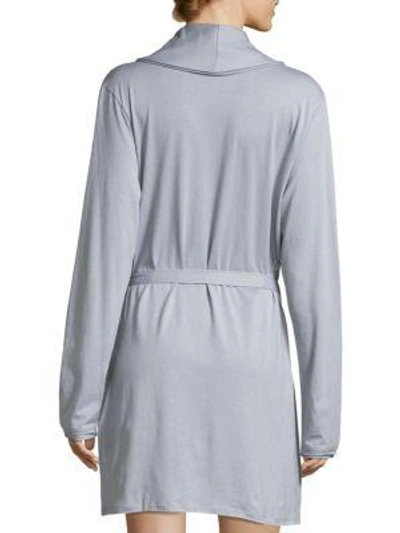 Shop Skin Double Layer Wrap Cotton Robe In Steel Blue