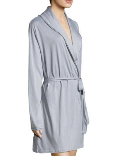 Shop Skin Double Layer Wrap Cotton Robe In Steel Blue