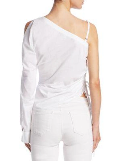 Shop Alexander Wang T One-shoulder Cotton Ruched Top In White