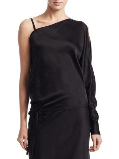 Shop Alexander Wang T One-shoulder Tie Top In Black