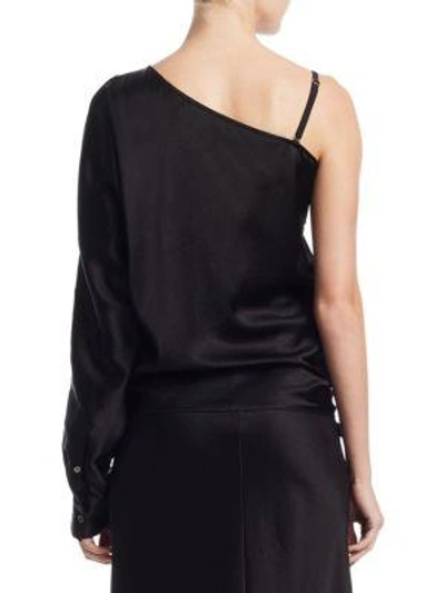 Shop Alexander Wang T One-shoulder Tie Top In Black