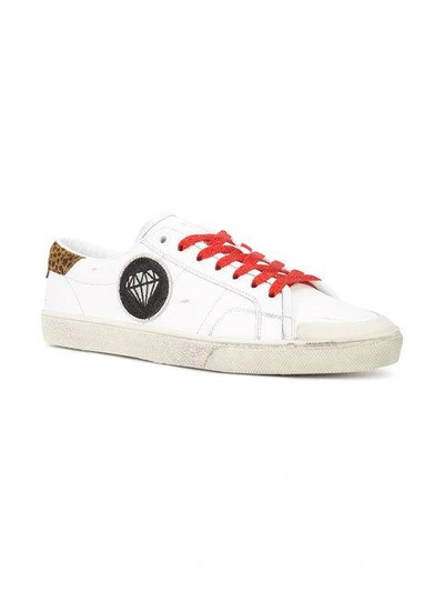 Shop Saint Laurent Contrast Sneakers In White