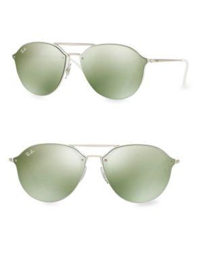 Shop Ray Ban Rb4292 62mm Blaze Double-bridge Round Sunglasses In Mirror White