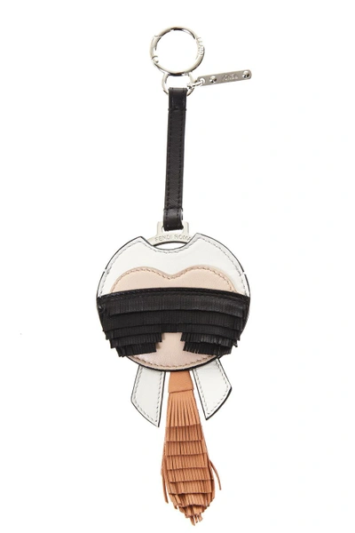 Shop Fendi Karlito Leather Charm In White-apricot