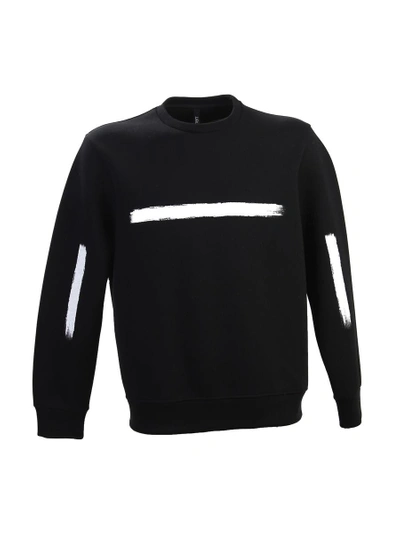 Shop Neil Barrett Brush Printed Cotton Sweatshirt In Black