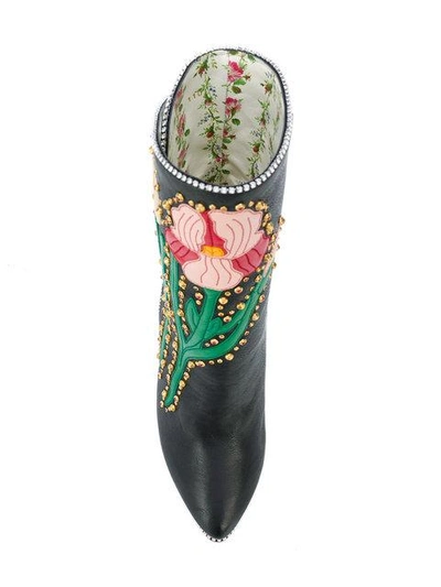 Shop Gucci Flowers Intarsia Boots In Multicolour