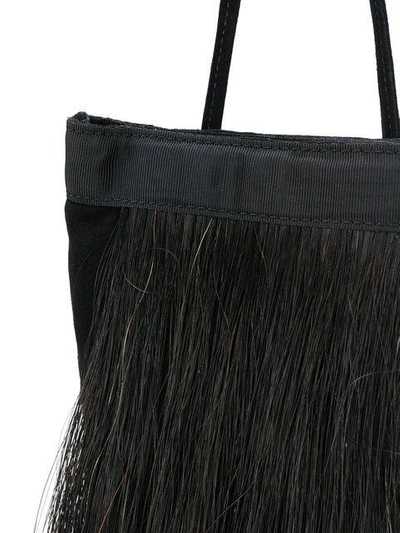 Shop Helmut Lang Fur Fringe Trimmed Mini Tote In Black