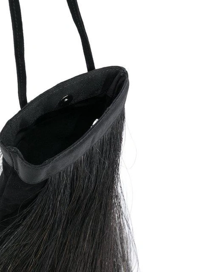 Shop Helmut Lang Fur Fringe Trimmed Mini Tote In Black