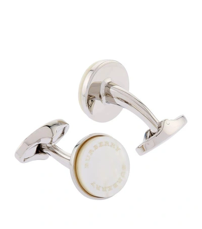 Burberry Mother-of-pearl Cufflinks In Silver | ModeSens