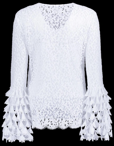 Shop Oscar De La Renta Lace Blouse With Camisole In White
